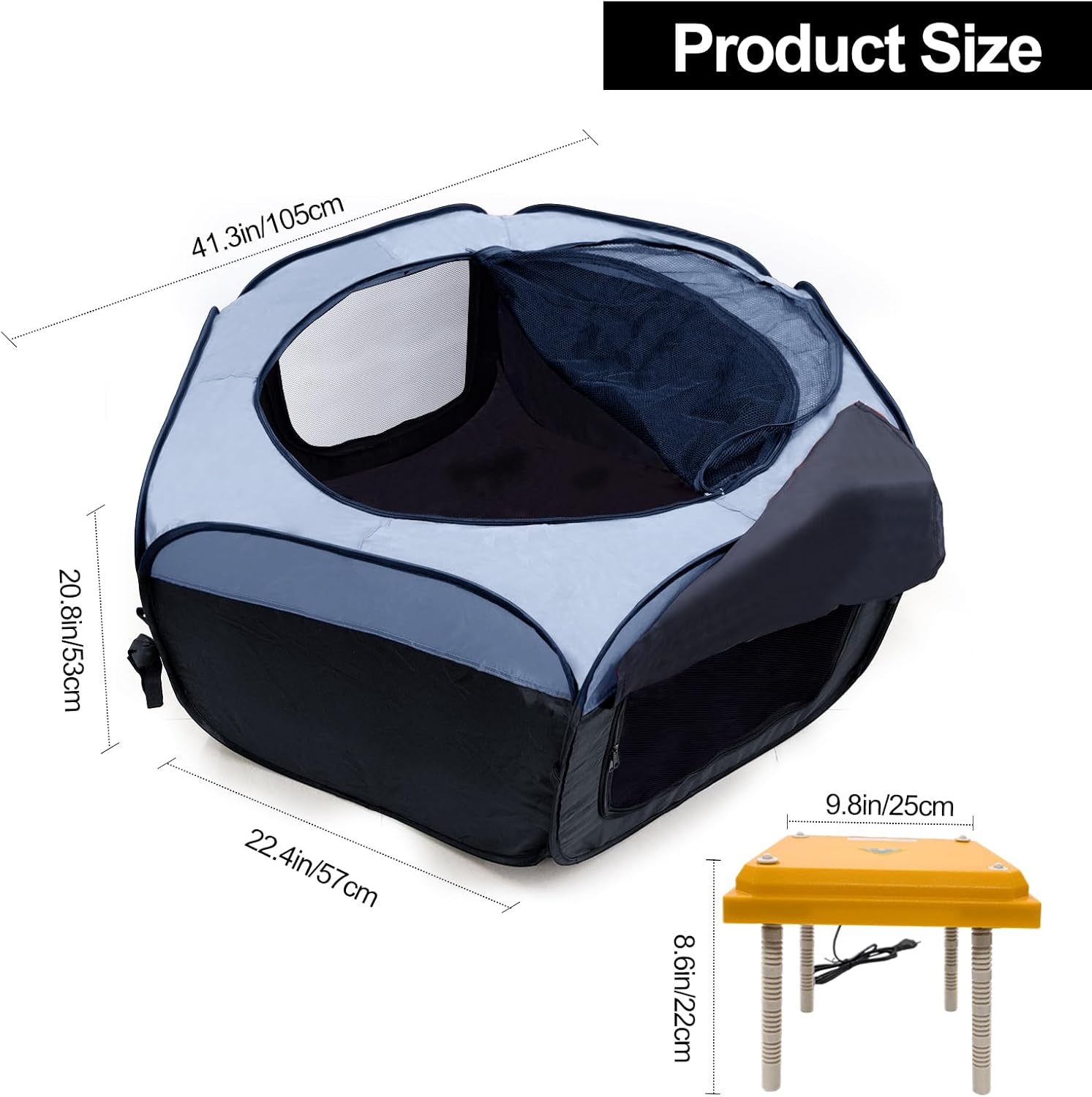 Brooder Box for Chick Starter Kit, Baby Chicken Brooder Pen/Playpen/Tent Pop-Up, Perch Up to 17 Chicks, Kit with Adjustable Heating Plate, Storage Bag, Top Cover, Fixed Pegs, Waterproof Mat, Blue