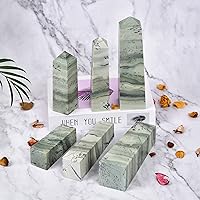 Vista 7 de JIC Gem Extra Large Rare Dendritic Jade Crystal Tower Natural Quartz Crystal Tower Point Wand Large Crystals and Stone Energy Crystal Wand Home
