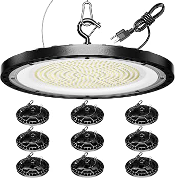 Elaruslux 10-Pack 200W UFO LED High Bay Lights, 5000K, Waterproof