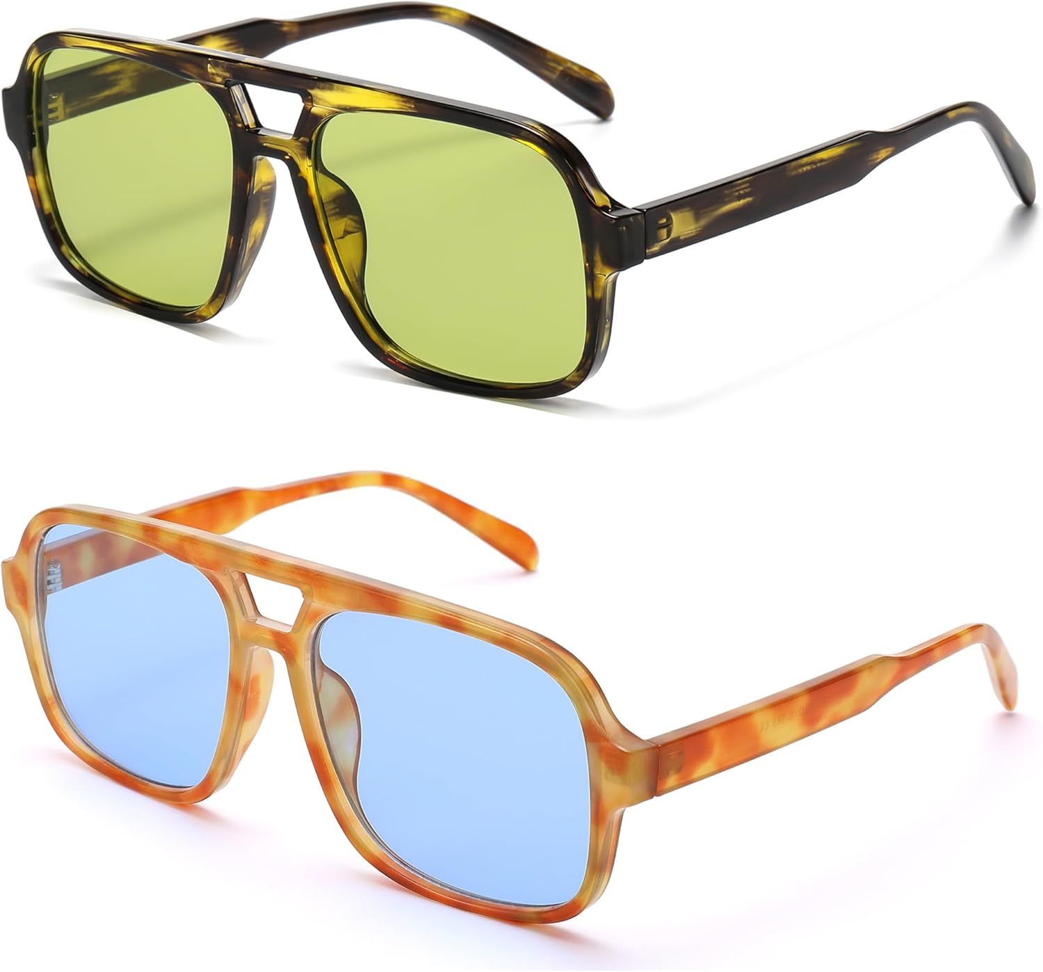 Hycredi Retro Aviator Sunglasses for Women Men, Trendy Square Shades, Vintage Classic Rectangle Sun Glasses