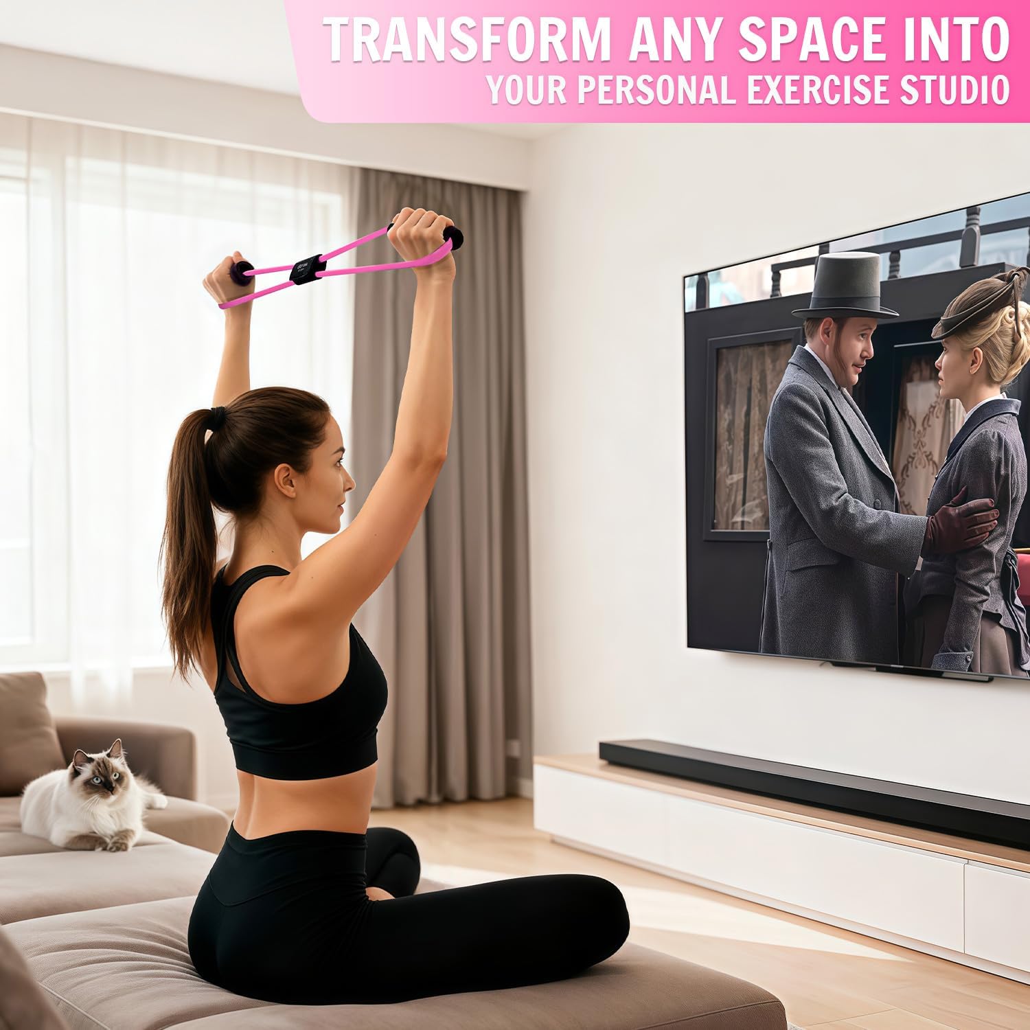 UZTUGG Pilates Equipment Kit at Home for Women, 4-in-1 Workout Essential Set with Pilates Ring, Fabric Resistance Bands, Figure 8 Resistance Band, Pilates Ball–Full Body Toning, Yoga & Stretching - Image 4