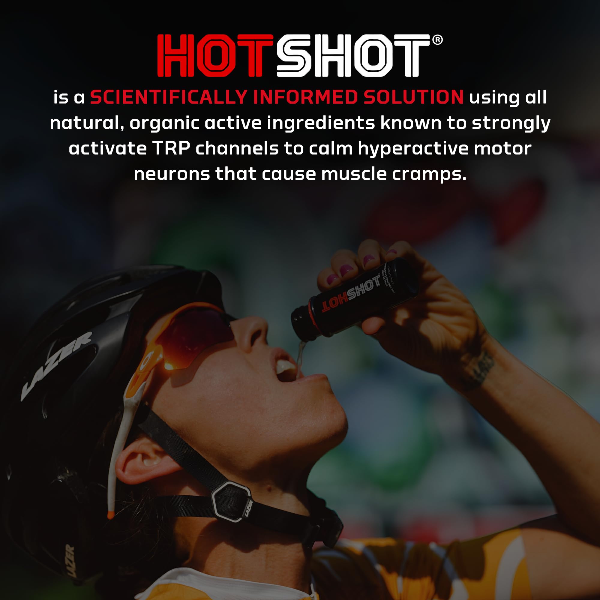 HOTSHOT Sports Shot Muskelkrämpfe Linderung - alles natürliche flüssige Sportgetränk, wissenschaftlich erwiesen, für Bein- und Nachtkrämpfe, stolz NSF-zertifiziert für Sport, (Spicy Mango) (1,7 Fl Oz