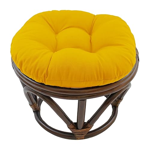 Blazing Needles Solid Twill Round Footstool Cushion, 18", Sunset