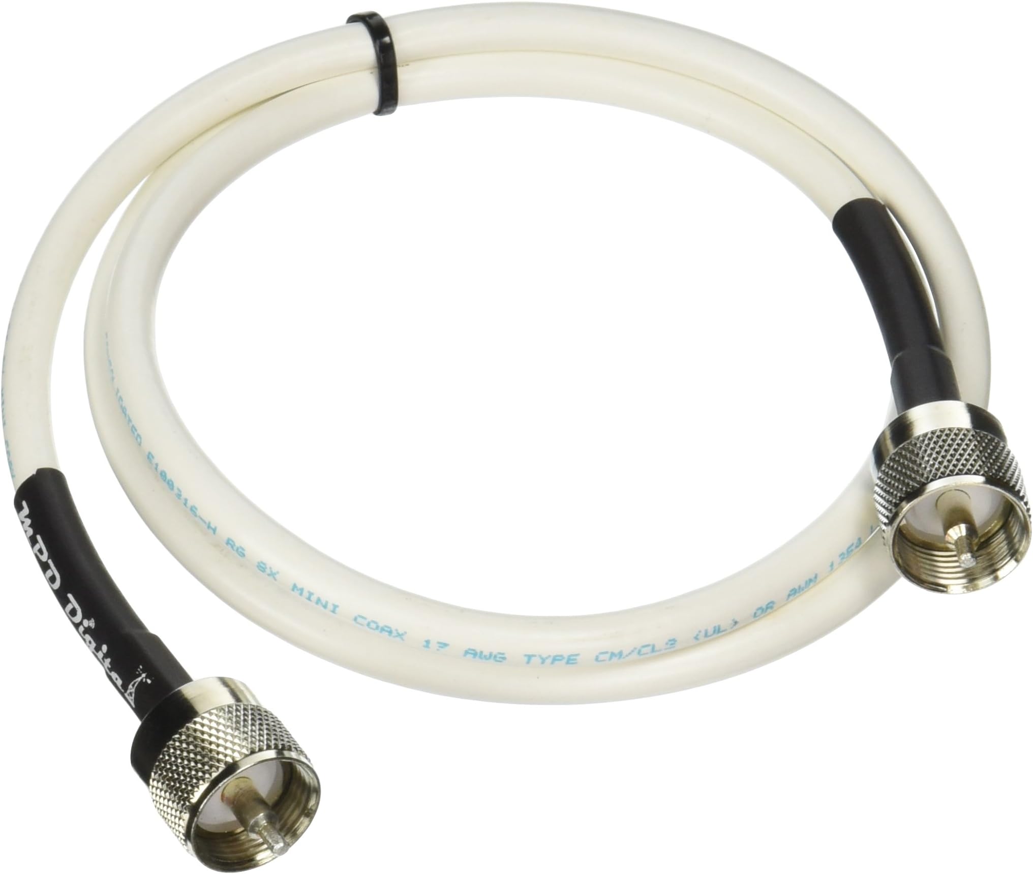 VHF Marine Radio Antenna Cable RF CB and AIS Mini-8 with PL-259 RG8x-W-PL259-15ft MPD Digital Made in The U.S.A. 15 Feet