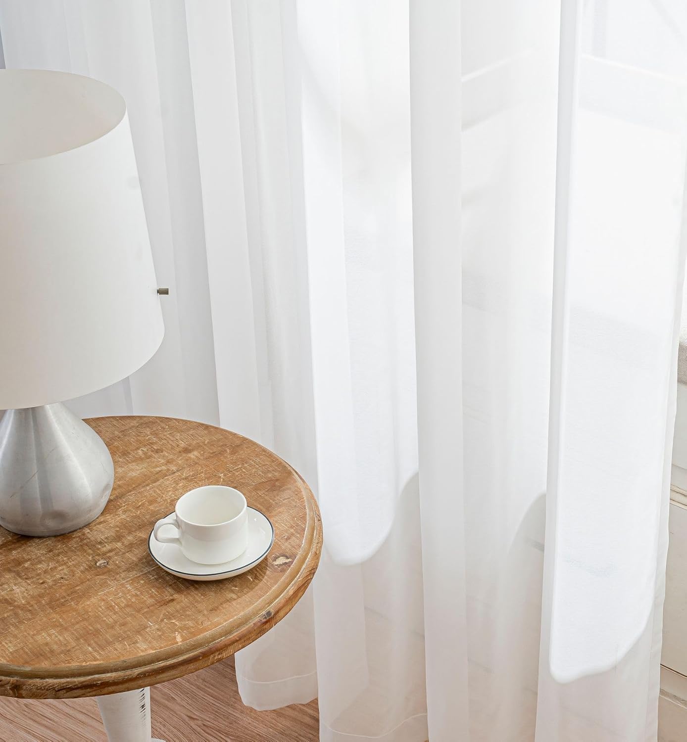 Ivory Sheer Curtains 108 Inches Long, 50" Width 2 Panels, Grommet Sheer Curtain Panels for Living Room Bedroom, Light Filtering Privacy Semi Transparent Drapes