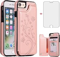Vista 9 de Asuwish Funda para iPhone 7/8, iPhone SE 2020/2022 con protector de pantalla de vidrio templado, cartera abatible de cuero con soporte