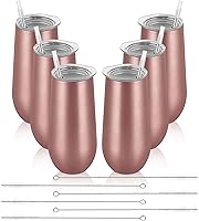 Vista 1 de Lifecapido Paquete de 6 Vasos de Champán Sin Tallo, 355ml Copas de Champán Aisladas, Vaso de Champán de Acero Inoxidable Sin Tallo, Vaso de Champán