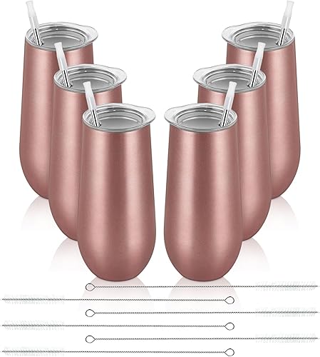 Lifecapido Paquete de 6 vasos de champán sin tallo, copas de champán aisladas de 12 onzas, copa de champán sin tallo, vaso de copa de champán para