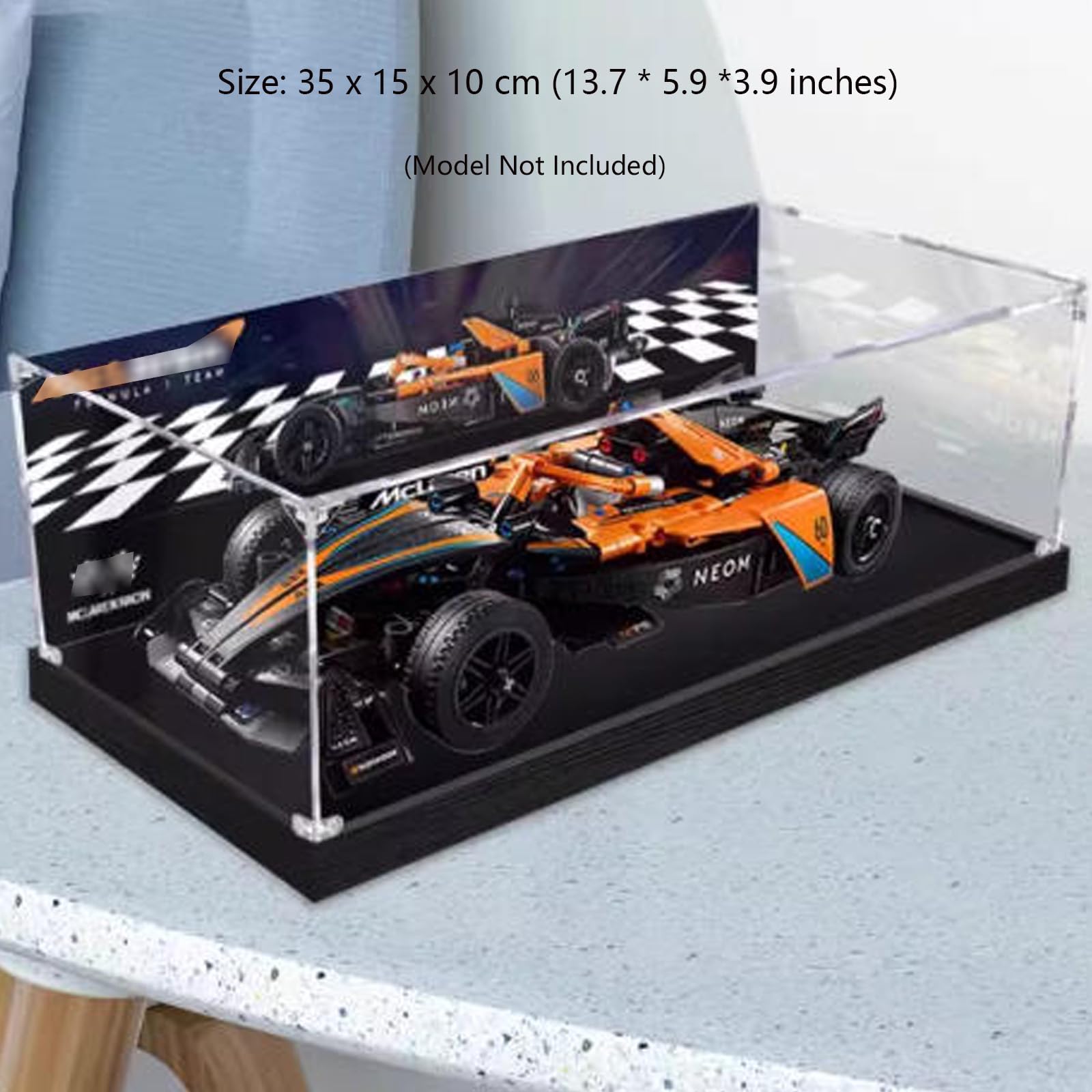 Akrylowa witryna kompatybilna z modelem samochodu wyścigowego Lego 42169, pyłoszczelne, przezroczyste, pudełko do przechowywania, kompatybilne z 42169 (model nie jest dołączony) (tło)