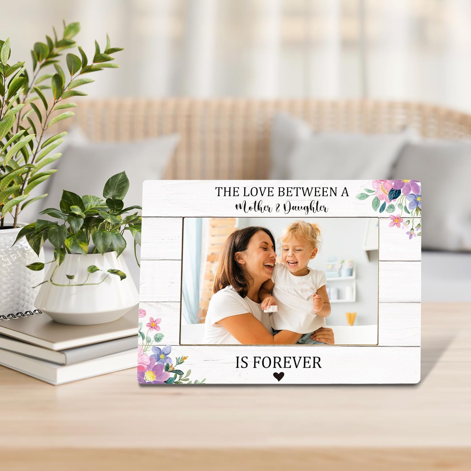 Mother Daughter Picture Frame, Mother's Day Birthday Memorial Gifts for Mom, Mom Photo Frame 4x6, The Love Between a Mother and Daughter is Forever Wooden Photo Picture Frames - Image 4