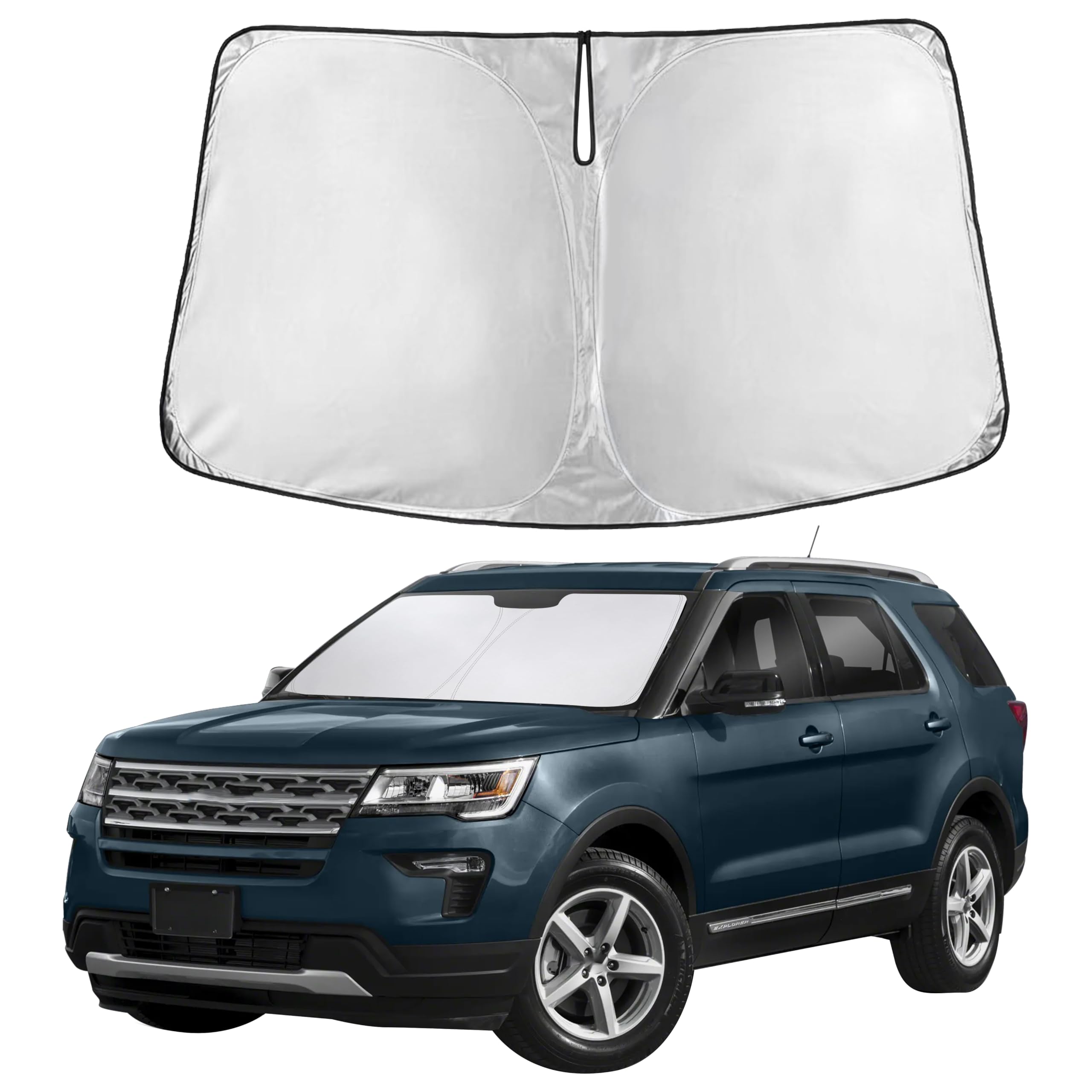 Autovir Windshield Sun Shade Fit for 2011-2017 2018 2019 Ford Explorer Sunshade, Front Car Window Shades Sun Visor, Blocks UV Rays & Heat, Car Accessories Fit for Fit ford Explorer 2011-2019