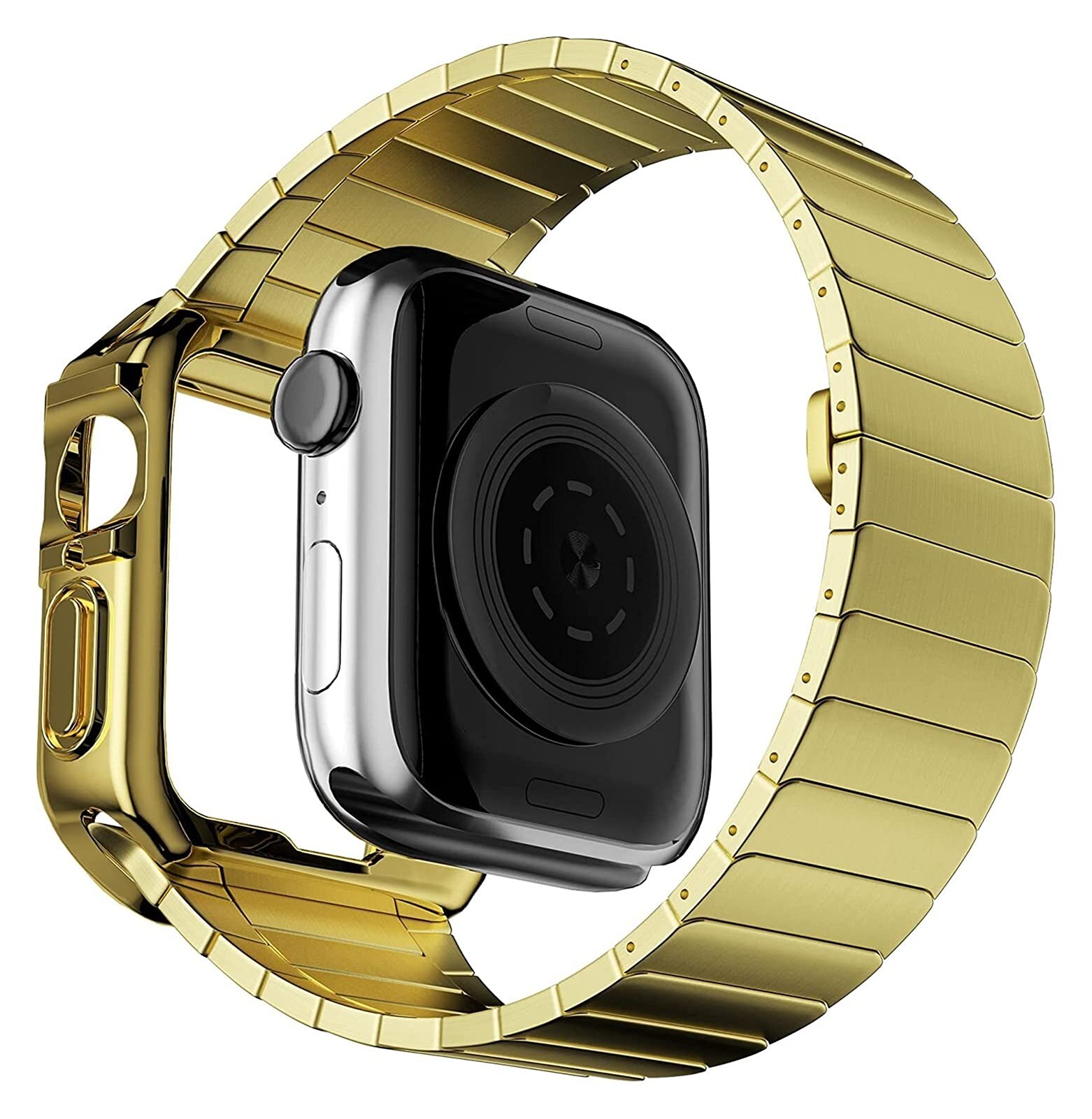 Etui na pasek kompatybilne z zegarkiem 44 mm, 42 mm, 40 mm, 38 mm, wytrzymałe etui z TPU, wojskowy pasek ochronny do zegarka i-watch serii SE, 7, 6, 5, 4, 3, 2, 1, bransoletka ze stali nierdzewnej