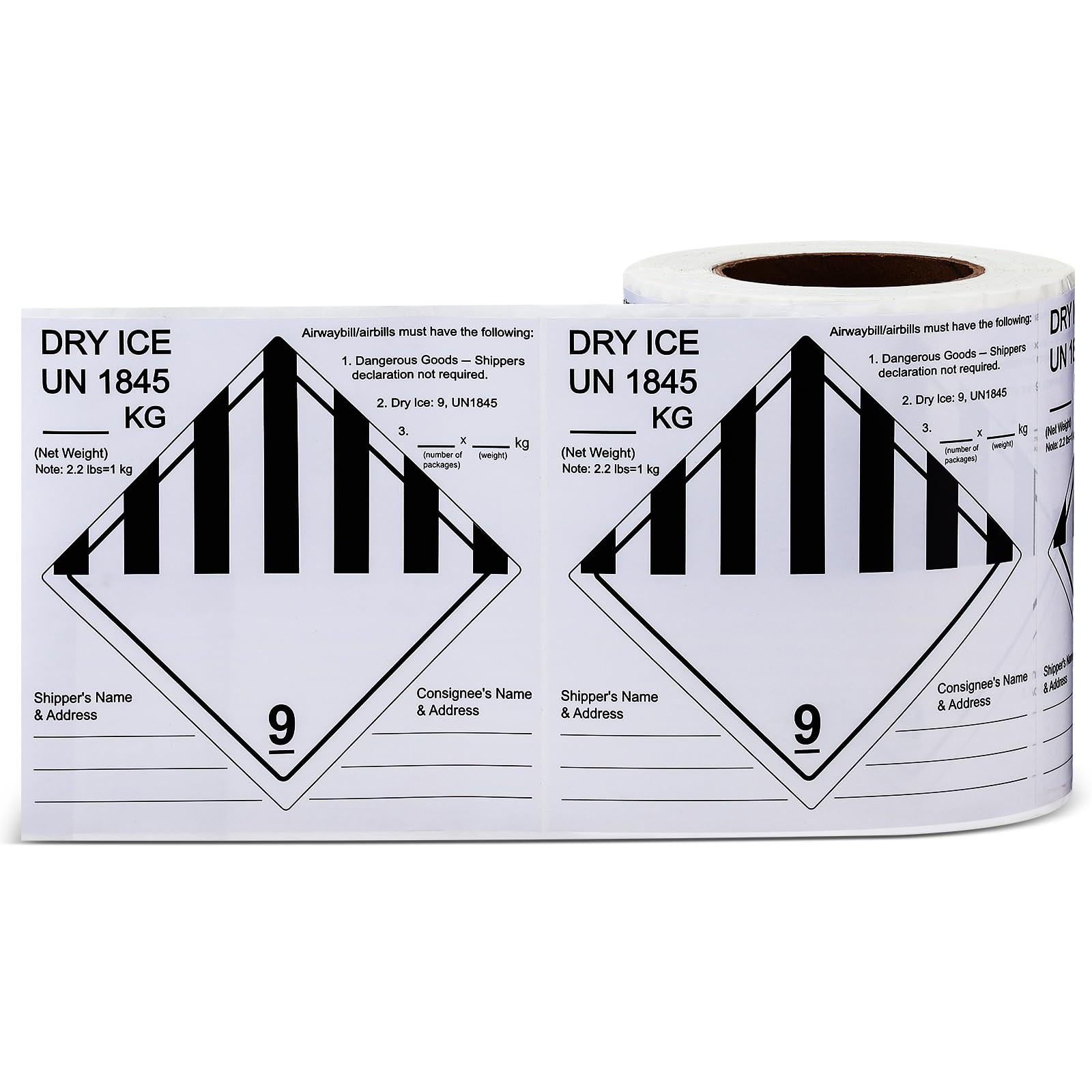 500 Pcs Dry Ice Shipping Labels, Un1845 Dry Ice Stickers, 6" x 6"