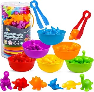 Counting Dinosaur Toys Matching Color Sorting Stacking Games with Bowls Preschool Learning Activities for Educational Sensory Montessori STEM Toy Sets Gift for Toddlers Kids Boys Girls Aged 3+