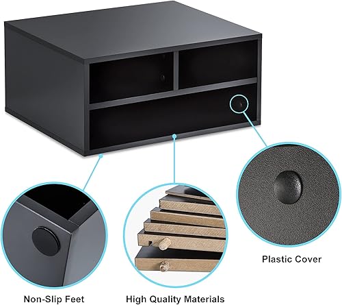 Miniatura 6 de FITUEYES organizadores de escritorio de dos niveles para impresora o fax, negros, de madera, DO204701WB