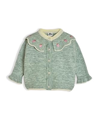 Mi Arcus Green Knitted FullSleeves Cardigan for Baby Girls Kids 5-6 Years
