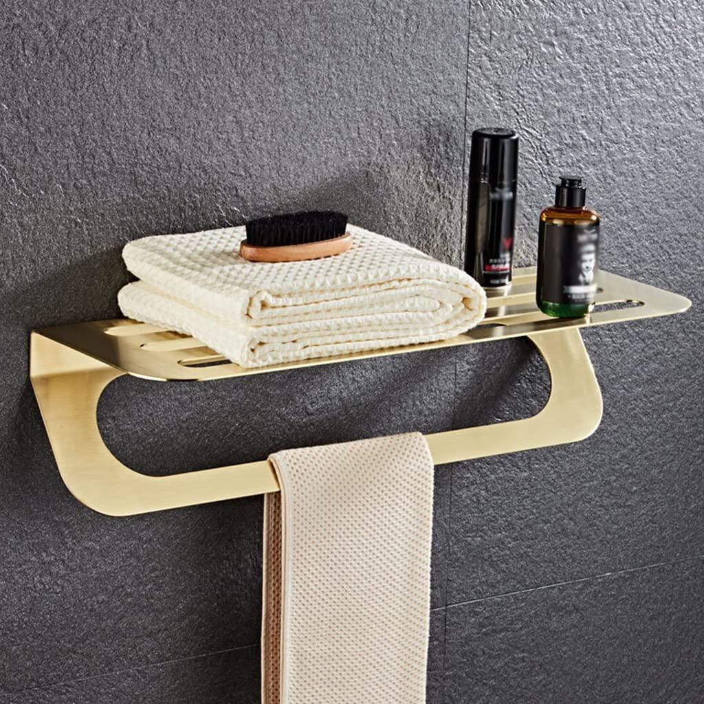 Porte-serviettes salle de bain en acier inoxydable avec étagère murale