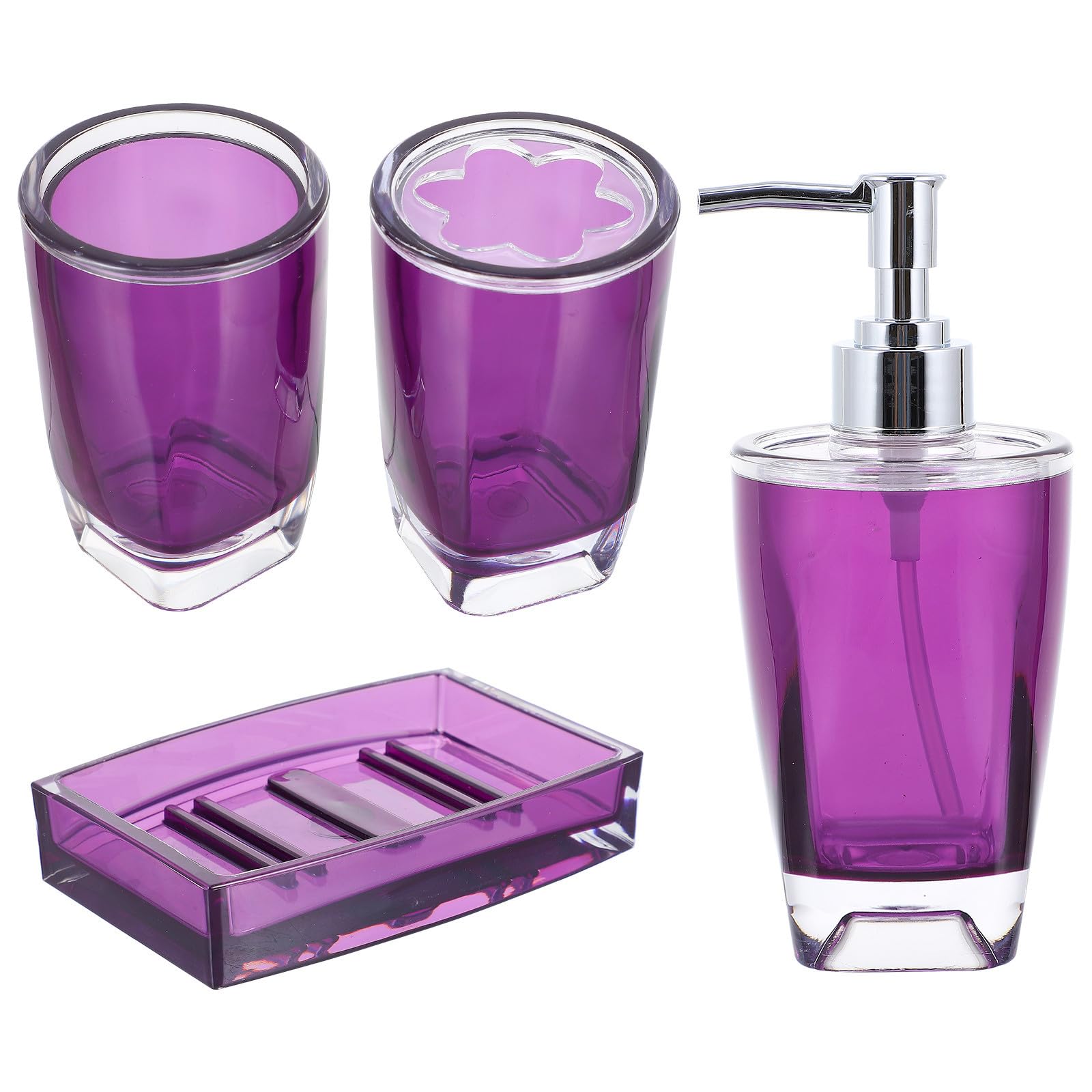 Ensemble accessoires salle de bain pourpre luxe en 4 pièces