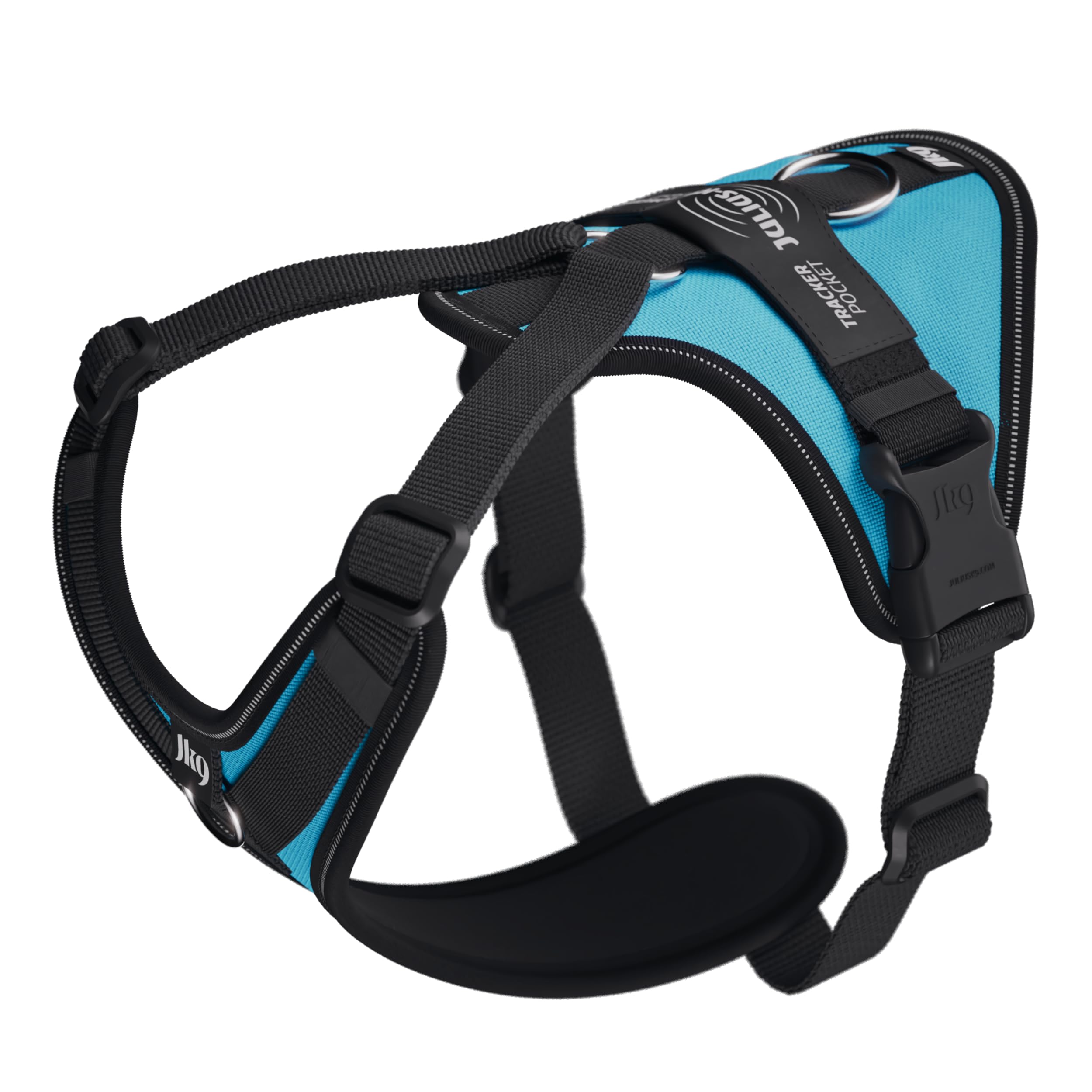 JK9 Longwalk Light Hundegeschirr mit Trackertasche, Aquamarin, S