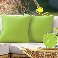 VAKADO Waterproof Outdoor Throw Pillow Covers 18x18 Set of 2 Green Fade-Resistant Patio Cushion Cases for Garden Couch Bench Porch