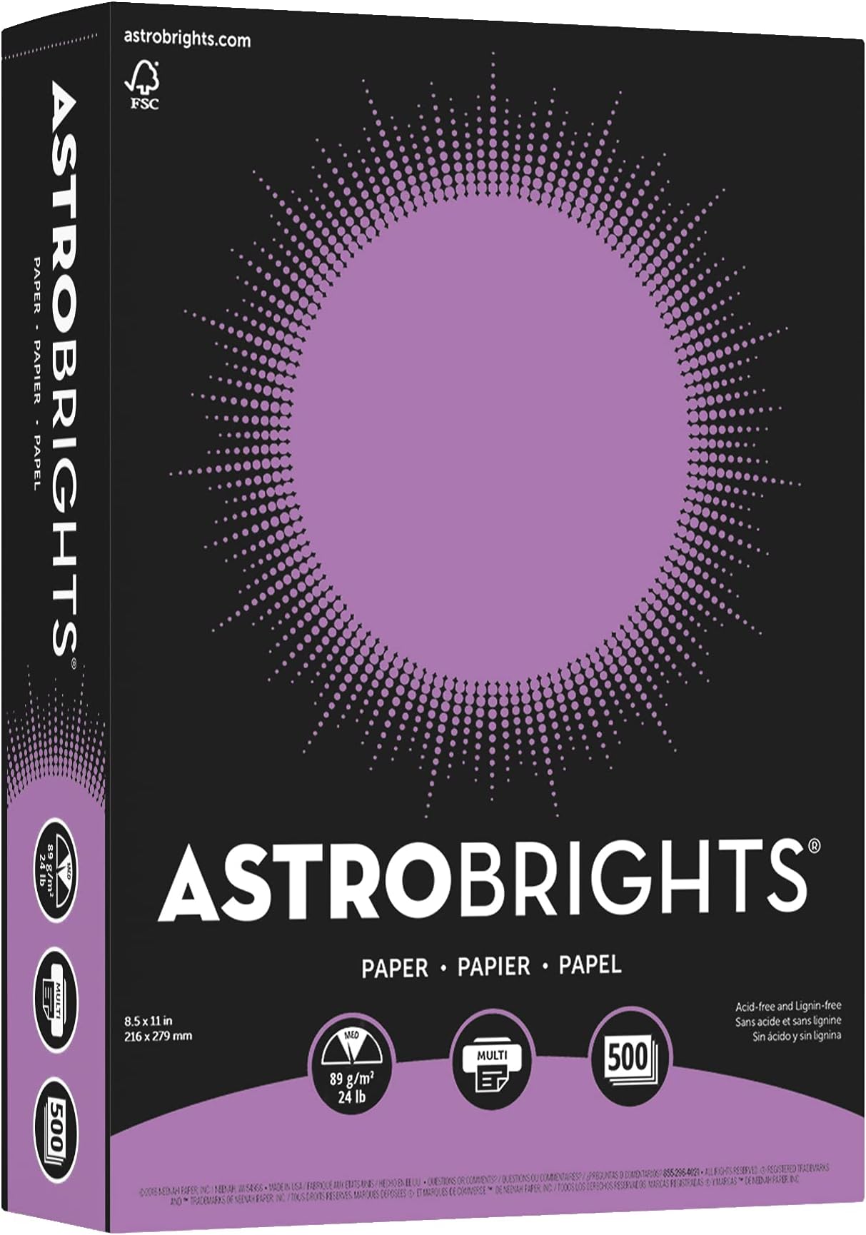 Wausau Astrobrights 24# Writing Paper, 500 count, Planetary Purple, 8.5 x 11 Inch (21678 )