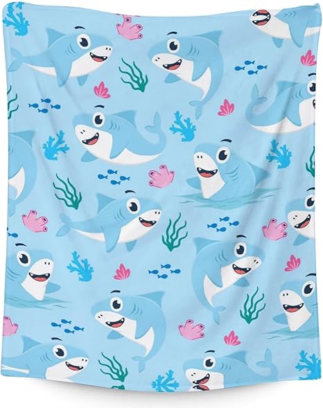 Shark Blanket Gifts - 60"x80" Cute Throw Blanket for Kids & Adults - Blue Soft Fuzzy Blankets for Bed, Couch & Living Room