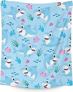 Shark Blanket Gifts - 60"x80" Cute Throw Blanket for Kids & Adults - Blue Soft Fuzzy Blankets for Bed, Couch & Living Room