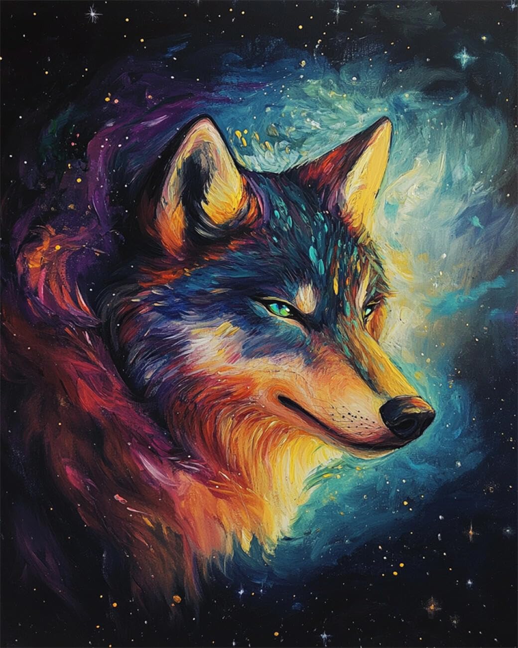 RKFLGEW DIY Embroidery Beads Set Starry Wolf 30x40cm