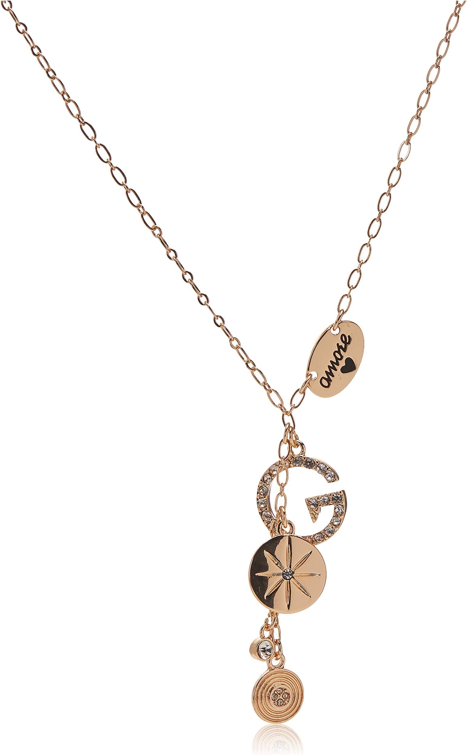womens "Basic" Gold Pave G Linear Y-Shaped Necklace, 16" + 2" Extender