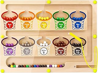 Magnetic Color and Number Maze, Montessori Toys for Toddlers, Color Sorting Magnets, Wooden Learning Toys for Preschoolers, Counting Matching Games Skills Toys for Boys Girls 3 4 5 Years Old