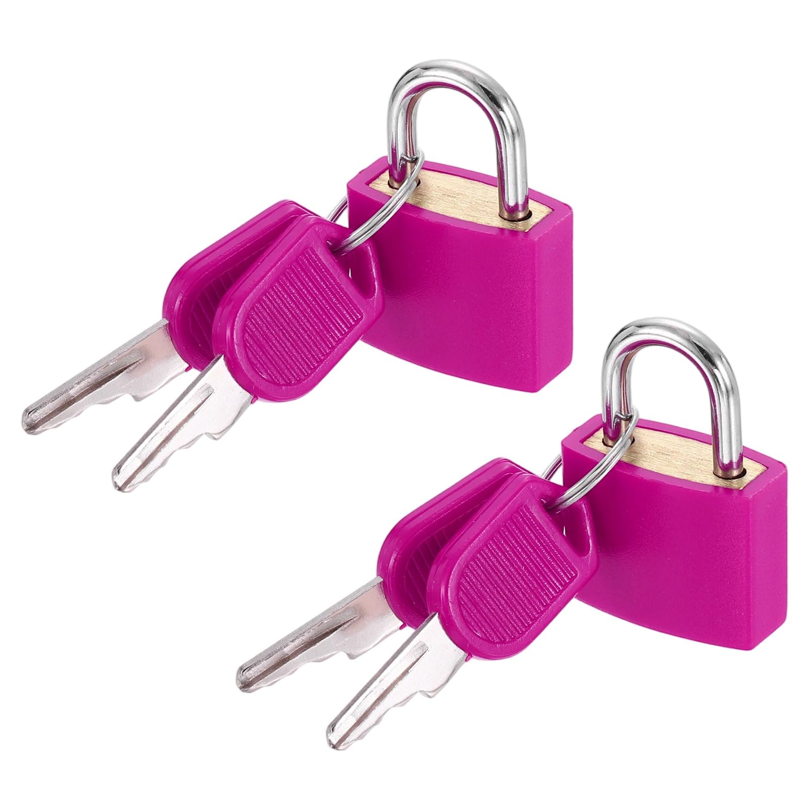 PATIKIL 23mm Small Locks with Keys 33mm Length, 2Pcs Suitcase Locks ABS Covered Solid Brass Anti Rust Waterproof Mini Luggage Padlock for Backpack Gym Locker Cabinet Boxes, Rose Red
