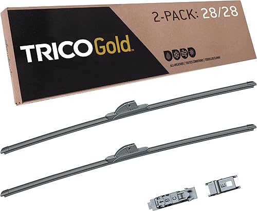 Trico Gold - Paquete de 2 limpiaparabrisas de repuesto para automóvil, de 28 pulgadas (18-2828), fácil instalación y visibilidad superior en la