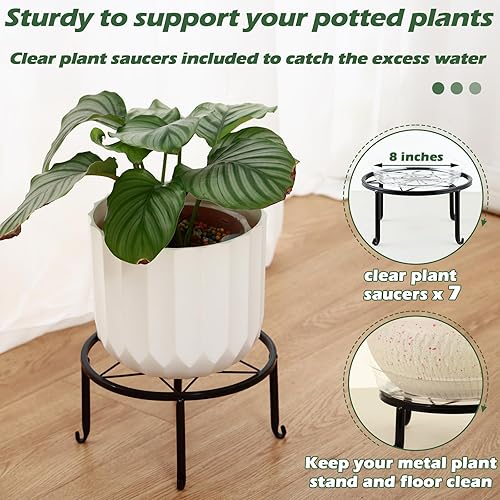 Miniatura 6 de Paquete de 7 soportes de metal para plantas para interiores y exteriores, soporte para plantas en maceta de hierro a prueba de óxido, estante