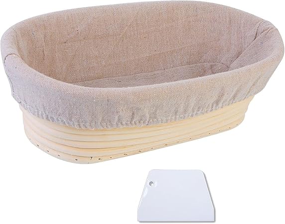 Lot De 6 Bannetons à Pain Ovales En Rotin - 15.2 Cm, Avec Doublure Tissu - Pour Fermentation, Cuisson Pain Maison