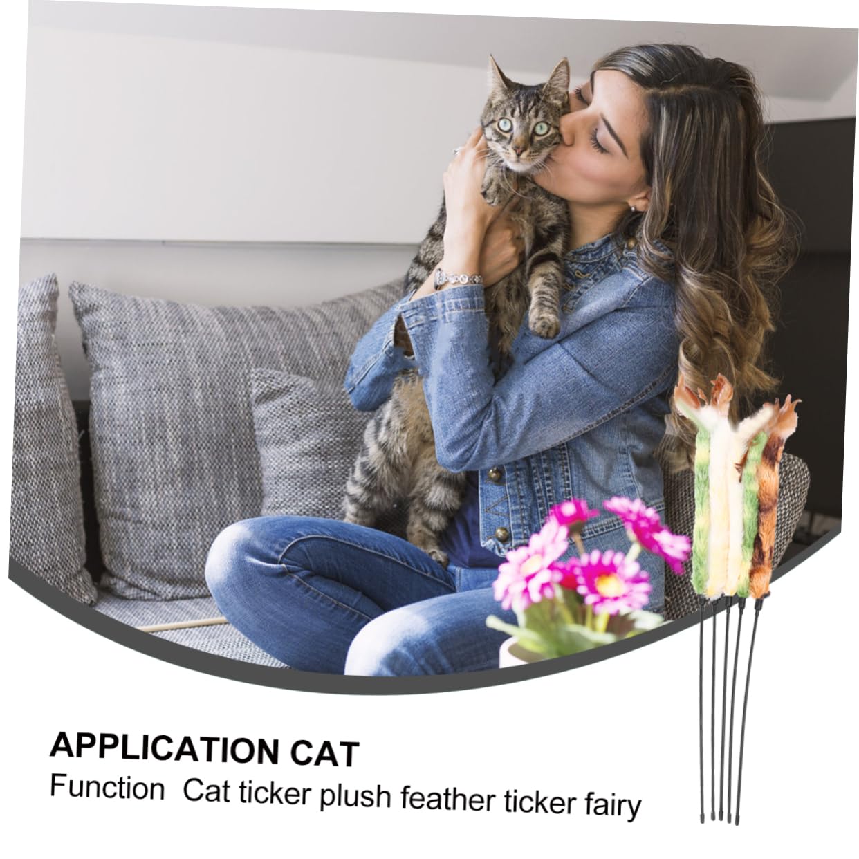 INOOMP 15pièces Canne à Jouet Peluche pour Chat avec Plume Colorée Accessoires Amusants pour Animaux De Compagnie
