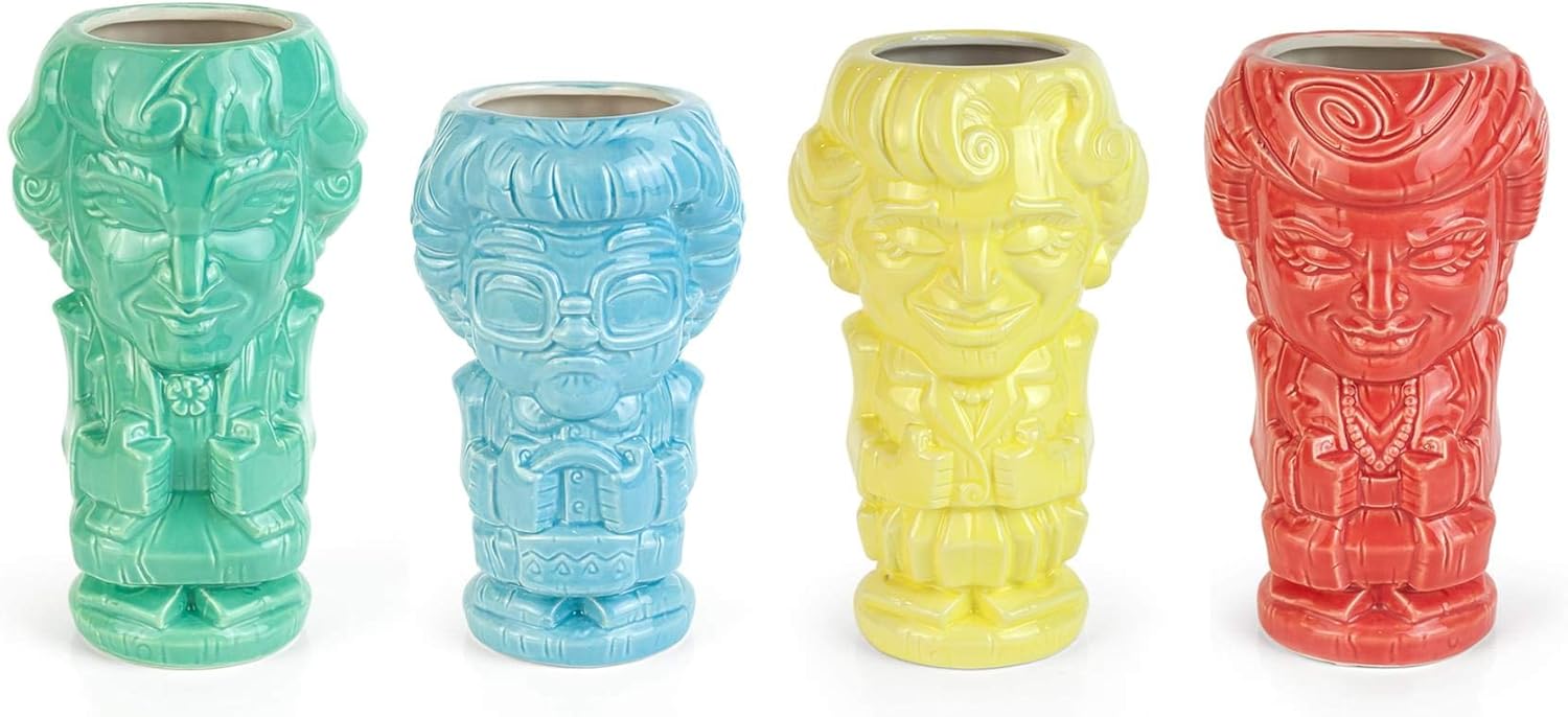 Geeki Tikis The Golden Girls Cast Mugs | Includes Dorothy, Rose, Blanche, & Sophia | Official Golden Girls Collectible Ceramic Tiki Style Cups