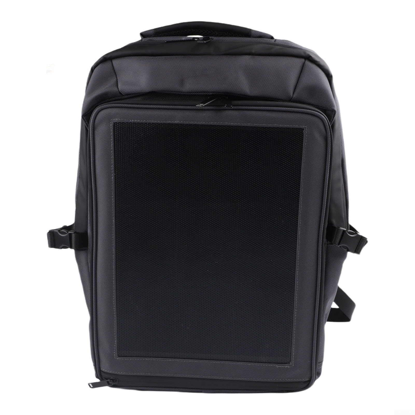 Zaino di ricarica solare da 30 W, zaino da trekking leggero in tessuto Oxford da 35 l, con doppio pannello, cerniera impermeabile, per campeggio, alpinismo, viaggi, grigio scuro