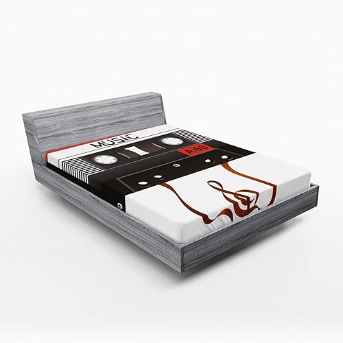 Miniatura 76 de Ambesonne Sábana bajera tropical, hojas de palmera diversificadas con filodendro de hojas divididas, funda de cama con bolsillo profundo elástico