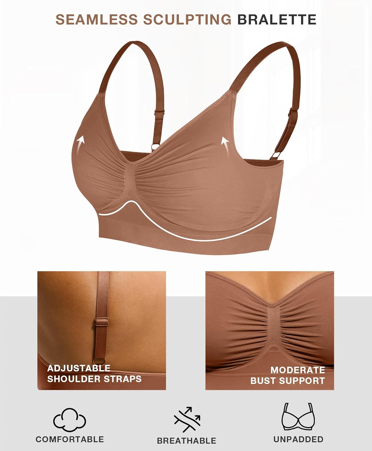 Lover-Beauty Bralettes for Women - Wireless Seamless Bra Stretch Comfort No Underwire Unlined Everyday Bras - Image 4