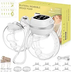 ANTUVI 2 In 1 Vestível de Tirar Leite, Elétrica Extratora de Leite, Portátil Bomba Coletor de Leite, 3 Modos Multidimensional, Livre de BPA