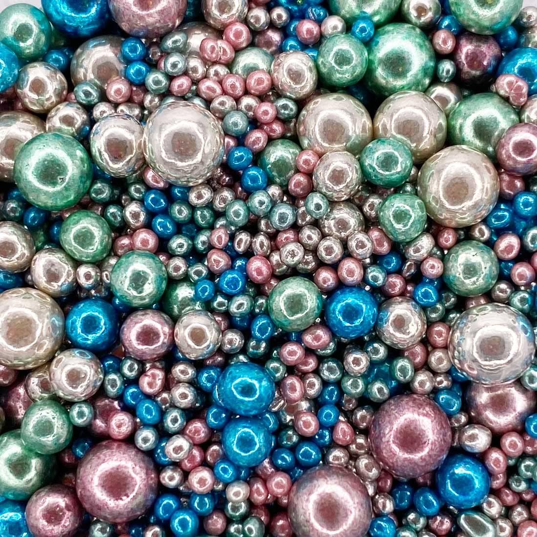 A Pinch Of - Pearls Mix - High Shine Multicoloured Cake Topper Sprinkles - 30g Edible Shimmer Ball Cupcake Decorations - Weddings, Christenings & Parties