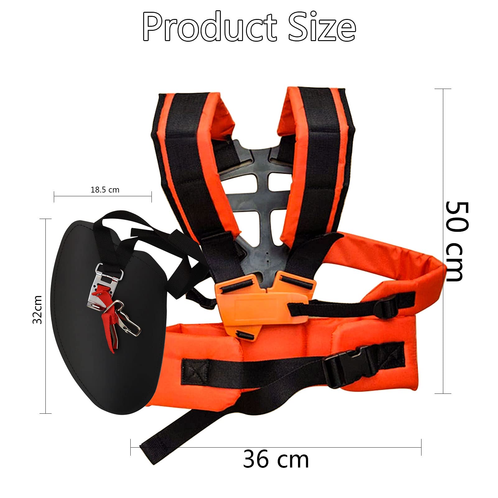 Cortadora de Césped con Arnés de Doble Hombro, Correa de Hombro Ajustable para Desbrozadora o Jardinería (Naranja)