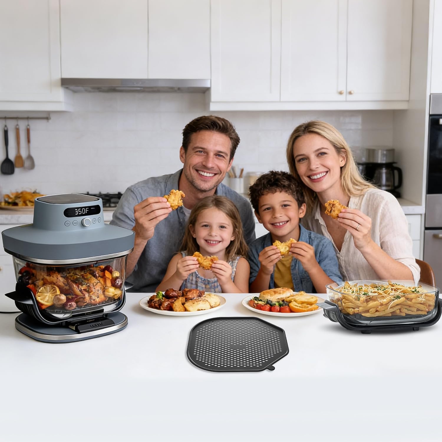 2 Pcs Air Fryer Splatter Screen for AS101DG Air Fryer, Reusable Heat-Resistant Oil Splash Guard, Glass Air Fryer Accessories