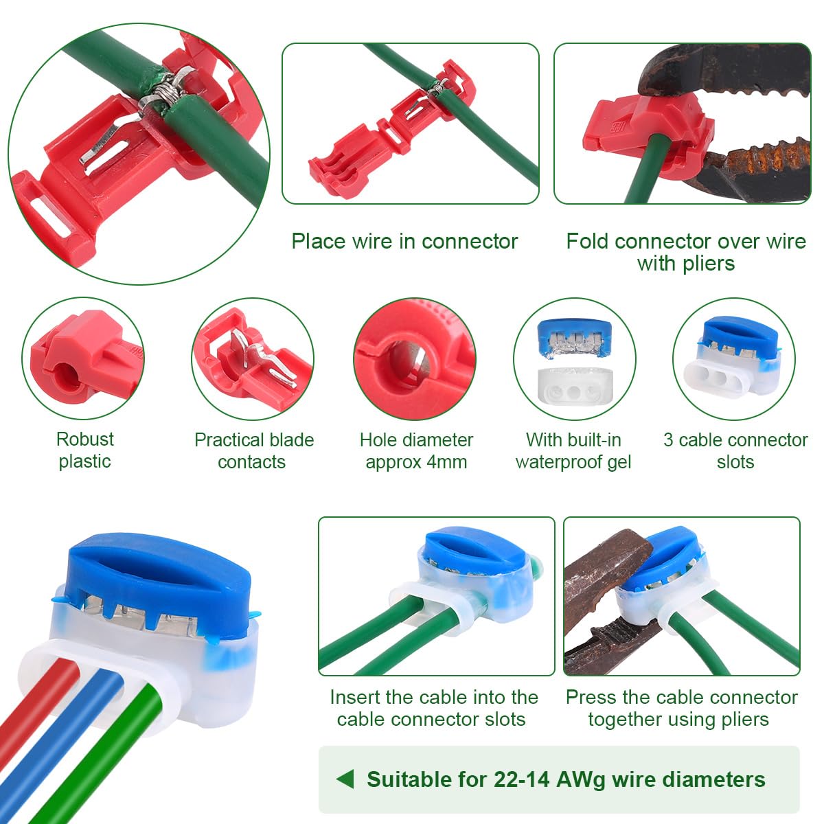 150M Cable Robot Tondeuse +120 Piquets +20 Connecteurs de Câble +20 Connecteur de Dérivation en T, Fil Robot Tondeuse Peripherique Accessoires Gazon, Compatible avec Gardena Bosch Husqvarna Worx etc