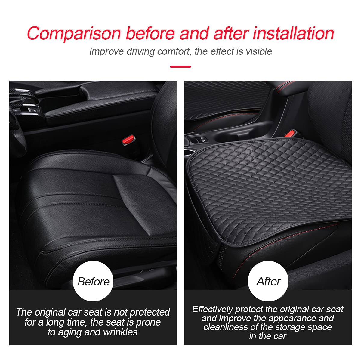 CGEAMDY 2 Cuscino per Sedile Auto Coprisedile, Auto Anteriori Soft Confortevole Protezione per Sedile Coprisedili Sedile, Allevia l'affaticamento e Il Disagio, Adatto a Tutti i Tipi di Auto (Nero)