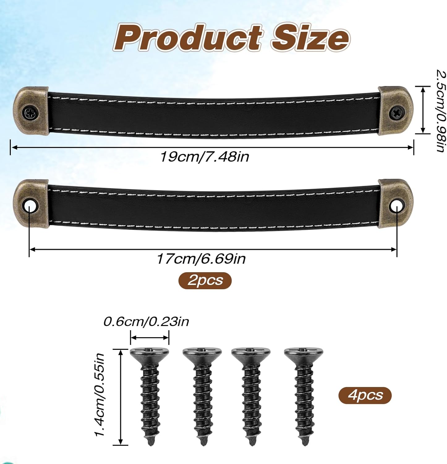 2 Pcs Leather Handles for Drawers Leather Handle Suitcase Luggage Pulls Trunk Handles Cabinet Handles Leather Strap Handles with Mounting Screws Modern Leather Cabinet Knobs