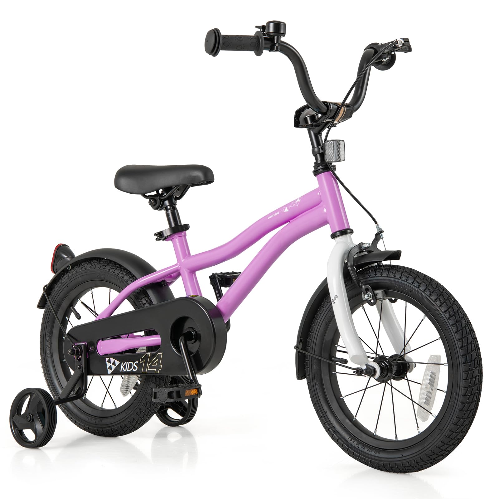 BABY JOY Kids Bike, 12 14 16 18 Inches Sporty Bicycle with Training Wheels, Adjustable Seat, Handbrake &amp; Coaster Brake, Reflectors, Girls Boys Bike for 3-8 Years Old Children