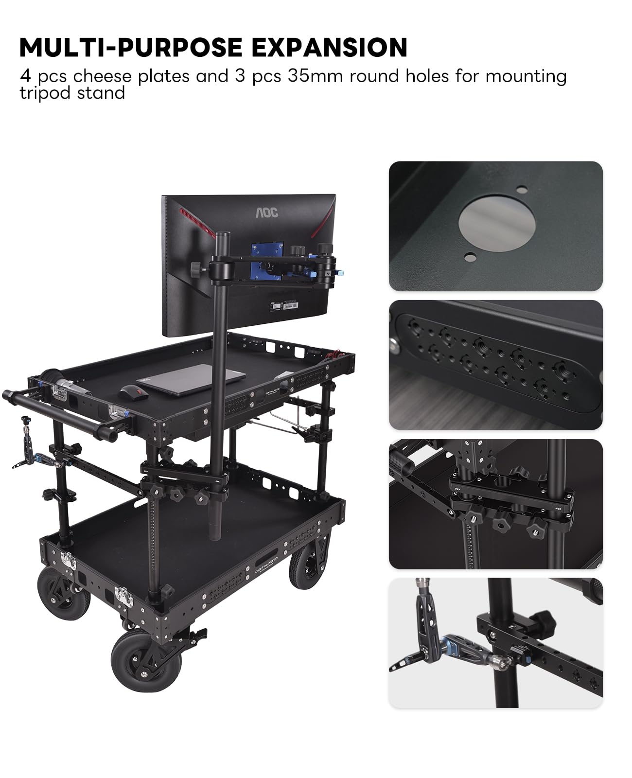 DF DIGITALFOTO TITAN Video Production Camera Cart dla Filmowców/Fotografów/Studiów,Profesjonaln Stanowisko Robocze na Planie do Bezpiecznego Przechowywania i Przenoszenia Sprzętu,maks.ładowność 300kg