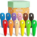 Mess Free Beeswax Crayons for Toddlers, Made with 100% Pure Beeswax-(12 Colors), Baby\'s First Non Toxic Washable Jumbo Crayons with 108 FREE Coloring Books PDF Pages, for Kids Ages1-3,2-4,4-8