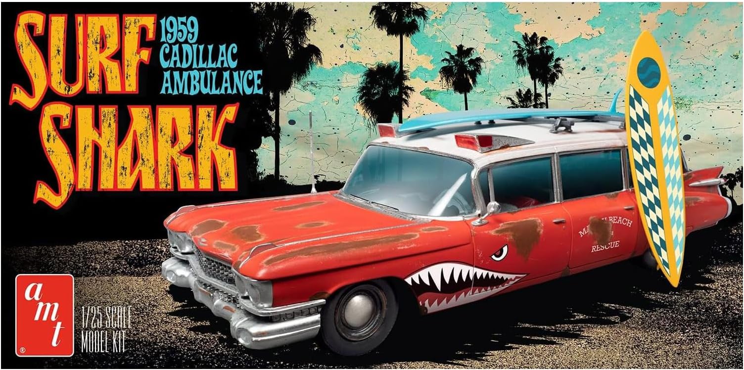 Skill 2 Model Kit 1959 Cadillac Ambulance Surf Shark 1/25 Scale Models